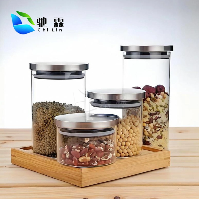 glass storage jars with metal lids